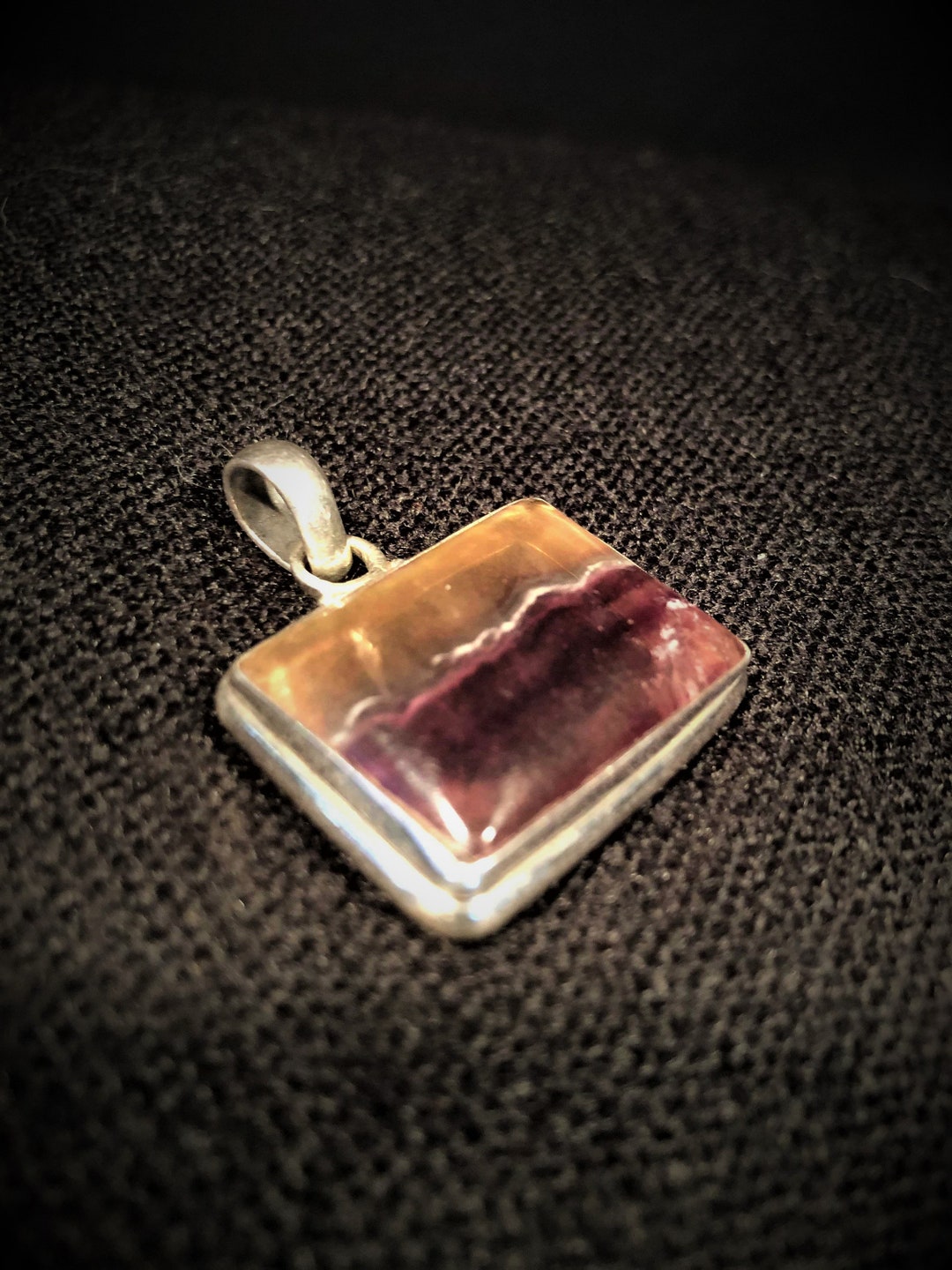 Pendentif Argent 925 Avec Fluorites Multicolores - Neuf Avec étiquettes