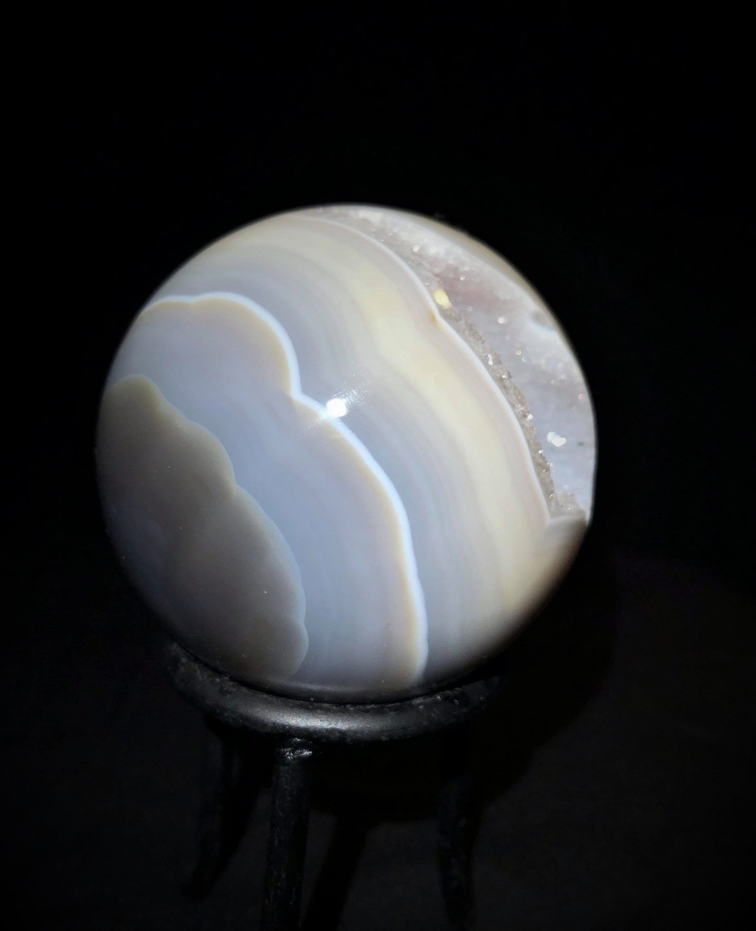 Spherical Geode Rocks Chalcedony & Geode, Spherical Stone, Pale Blue Mineral Sphere With ...