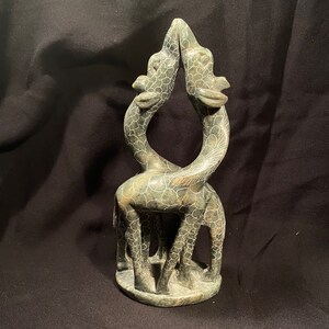 GIRAFES Sculpture from Kenya, family of giraffes. Soapstone. African giraffe sculpture for collection. Soap Stone. Hancrafted in Kenya. image 3