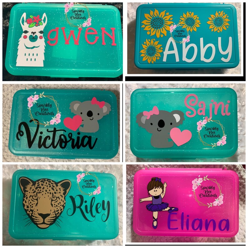 Personalized pencil box crayon box storage box monogrammed Etsy