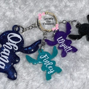 Personalized Glitter Mama Daddy monster  Keychain