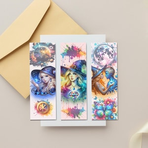 Mystical Witch Art Bookmark | Paint Spatter Witch Bookmark | Fantasy Fans Gift | Magical Witchcraft Bookmark