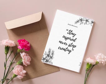 Floral Motivational Quote Poster: Black and White Inspirational Wall Art (PDF)