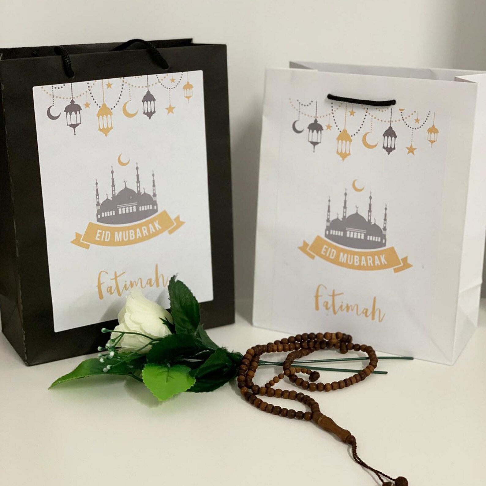 Personalised Eid Gift Bag For Kids Mosque Watercolour Eid Etsy