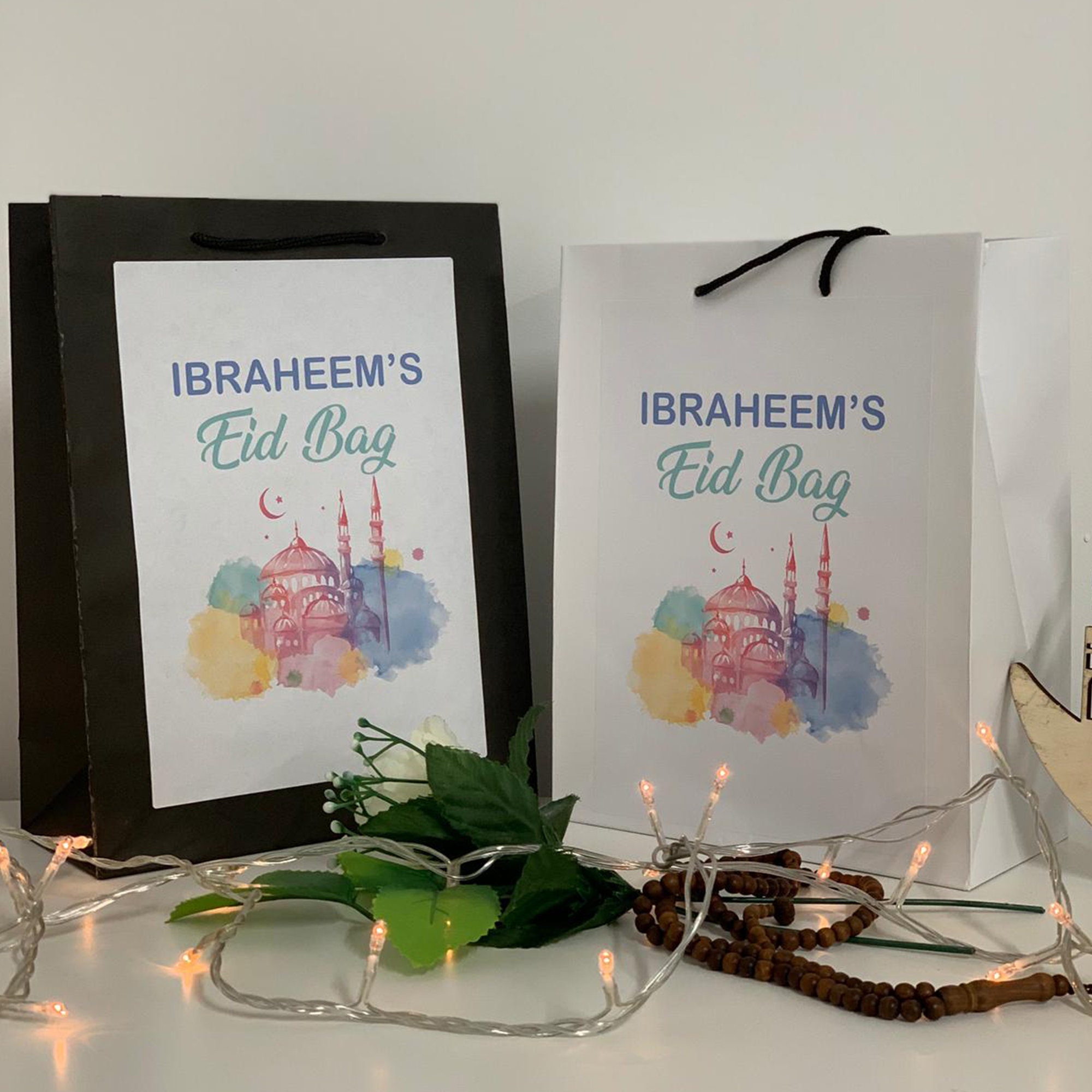 Personalised Eid Gift Bag For Kids Mosque Watercolour Eid Etsy