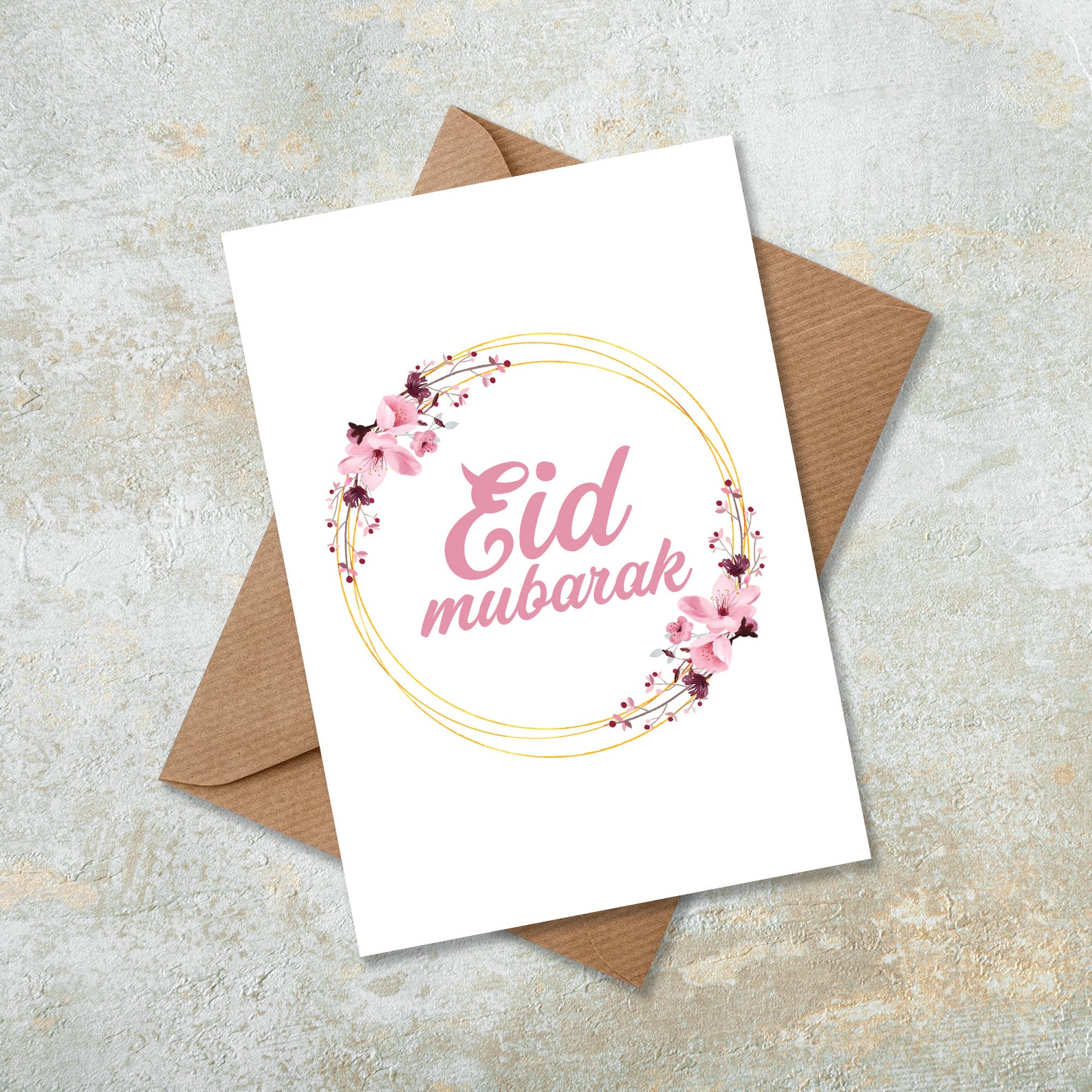 Instant Download Eid Mubarak Floral Islamic Card Gift Digital Etsy