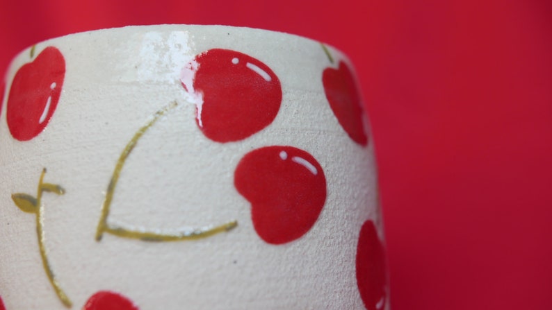 Tasse à café en céramique faite main en céramique avec anse, tasse à thé colorée peinte à la main, cadeau esthétique tasse à boisson en poterie design fruit pour ami image 4