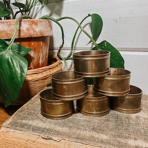 Vintage Brass Napkin Ring Holders | Set of 6
