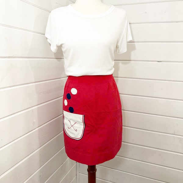 Vintage 60s 70s Red Mini Golf Skirt | Vintage Skirt Skort