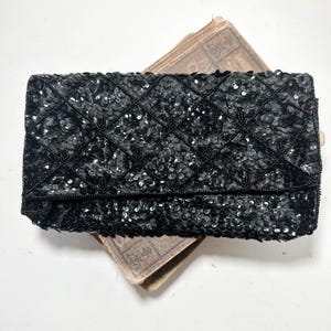 Vintage Black Beaded Clutch Handbag | Formal Handbag