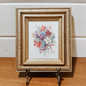 Vintage Floral Bouquet Mini Gold Framed Wall Hanging | Gallery Wall