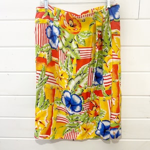 Vintage Floral Silk Skirt |  100% Silk  | Size 18W