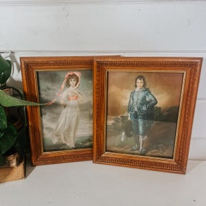 Vintage Pinkie & Blue Boy Wood Framed Wall Hangings | Gallery Wall