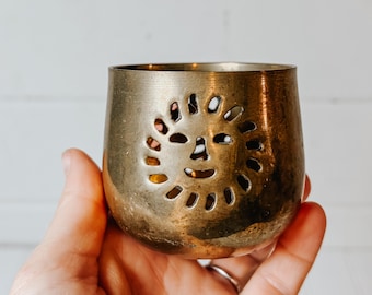 Vintage Celestial Brass Sun theelichthouder kandelaar