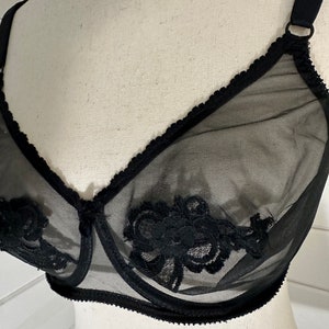 Vintage Black Sheet Lace Detail Bra 34D Vintage Ann Klein Bra image 4