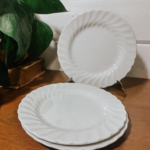 Vintage JB Johnson Brothers England Ironstone Swirl White Plates Set of 3