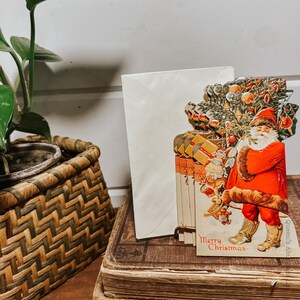 Vintage Merry Christmas Merrimack Publishing 1985 Santa Claus Money Holder Holiday Card | Vintage Christmas