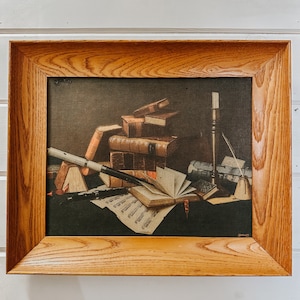 Vintage William Harnett Framed Print Music and Literature Still Life Vintage Art