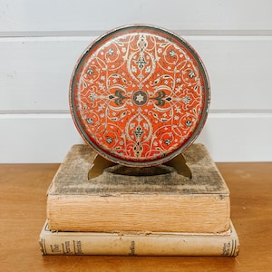 Vintage Decorative Tin | Round Red Tin