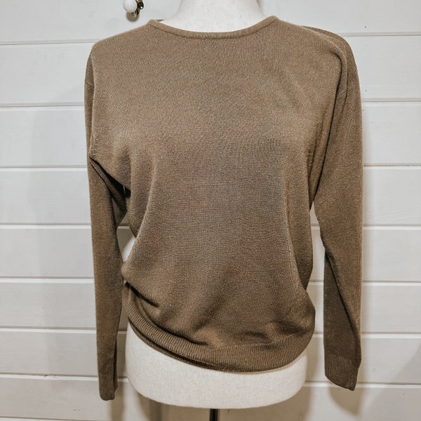 Vintage 100% Cashmere Tina Best Quality Scotland Brown Sweater See Measurements