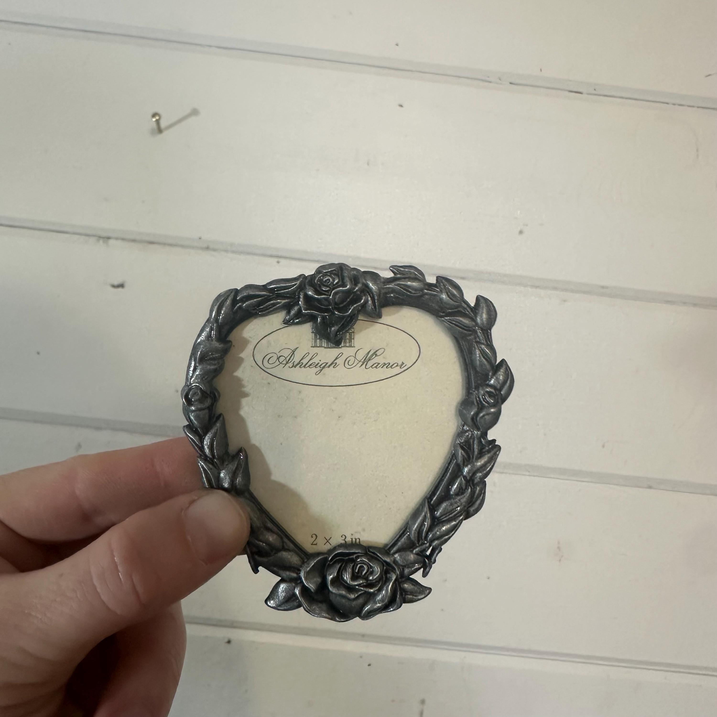 Vintage Mini Heart Picture Frame | Silver Floral Metal Decor - Etsy