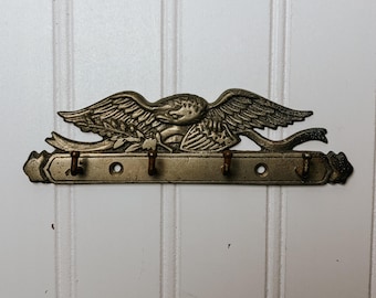 Vintage Brass Eagle Key Wall Hook