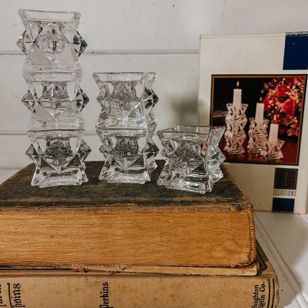Vintage Crystal Stackable Candlestick Holders | Set of 6 - Etsy