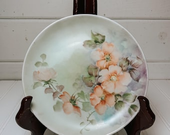 Vintage handbemalter Tiffany Porzellanteller mit Blumenmuster