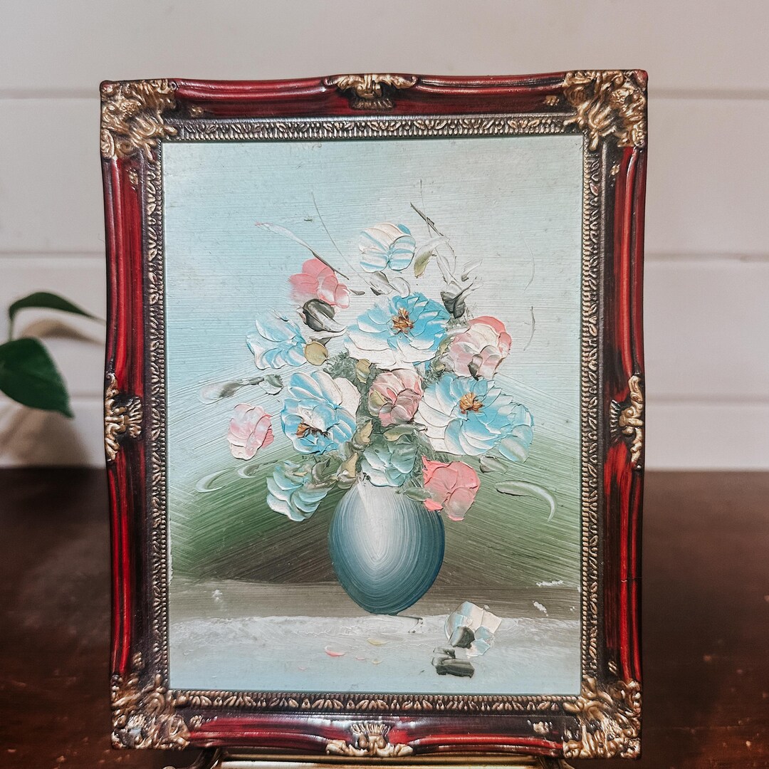 Vintage Floral Still Life Painting Ornate Frame | Gallery Wall - Etsy