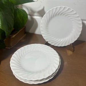 Vintage Ironstone Swirl Unmarked White Plates Set of 4