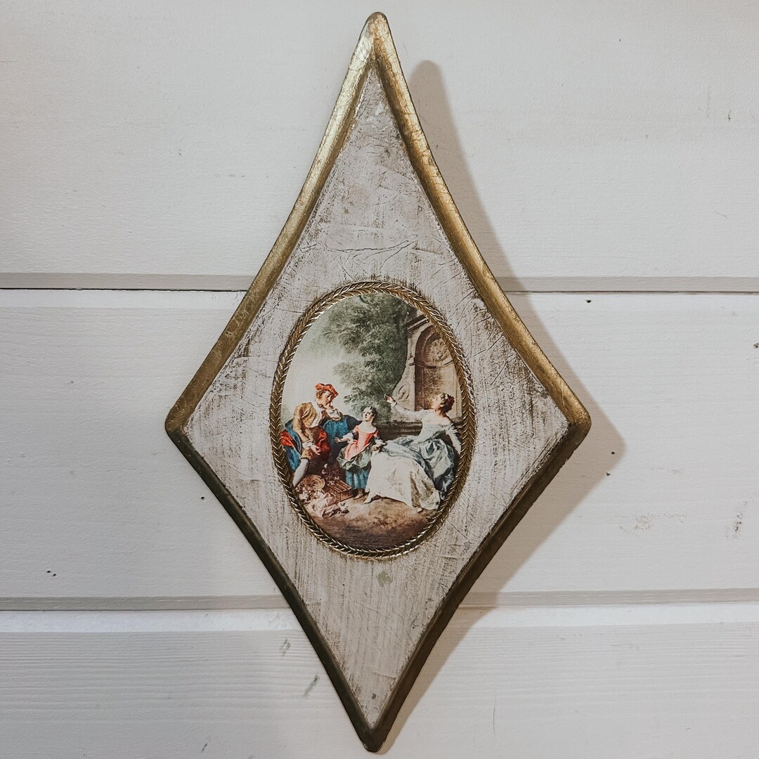Vintage Florentine Gold Gilt Wood Diamond Shape Wall Plaque | Made in ...