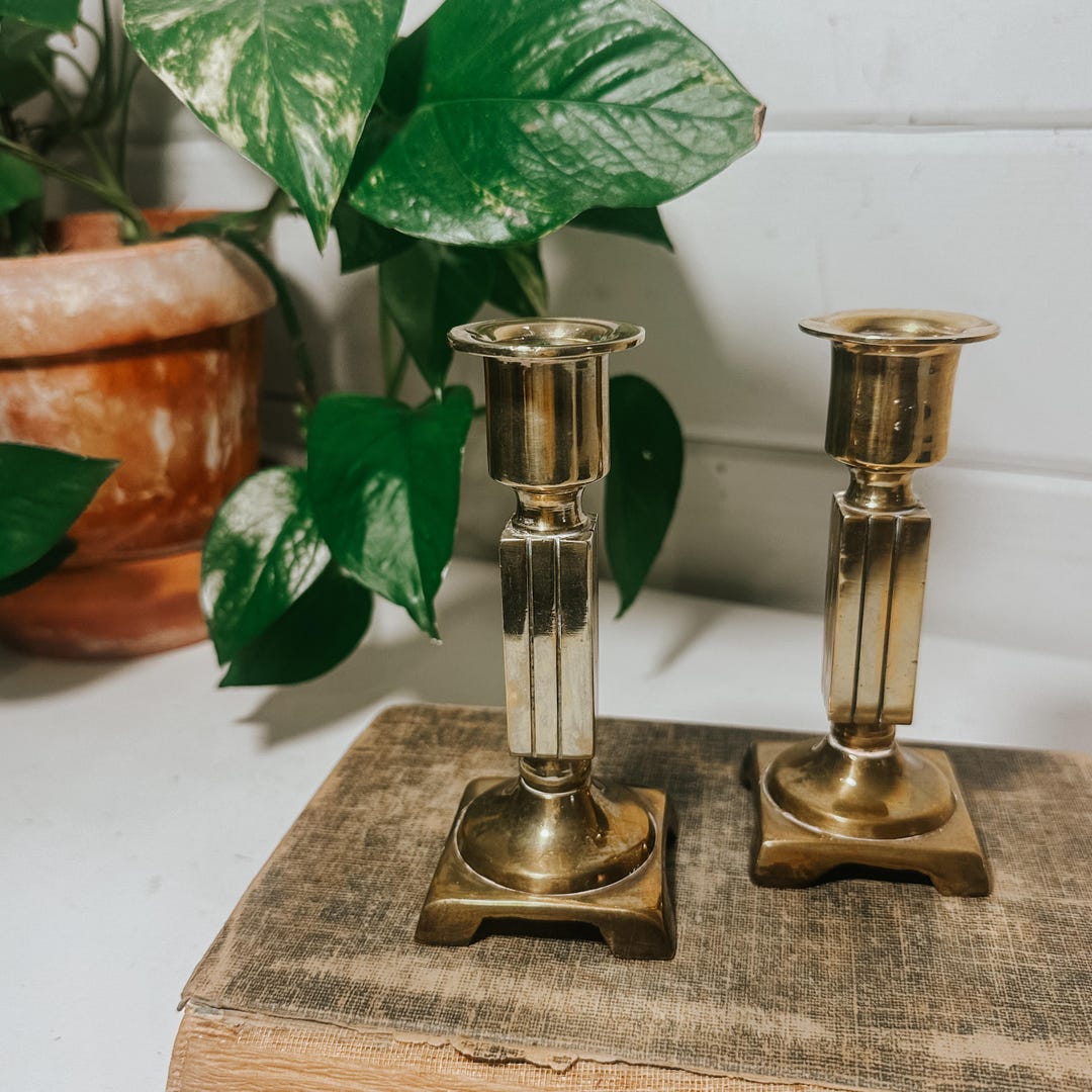Vintage Brass Candlestick Holders Set of 2 - Etsy