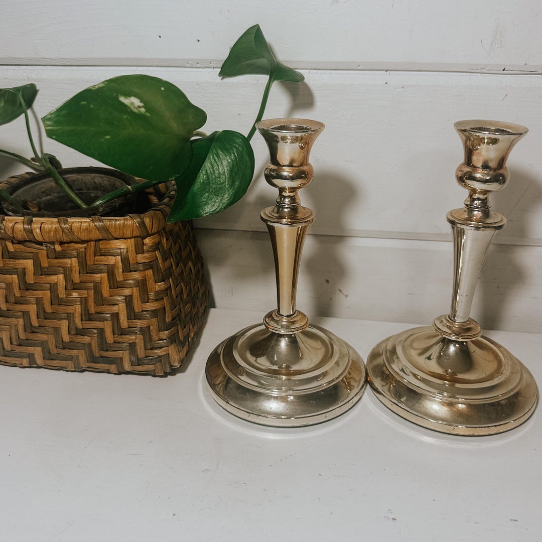 Vintage Gold Candlestick Holders Set of 2 - Etsy