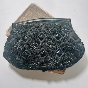Vintage Black Beaded Clutch Handbag | Formal Handbag