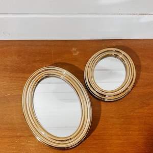 Vintage Gold Oval Mirrors Set of 2 | Plastic Frame