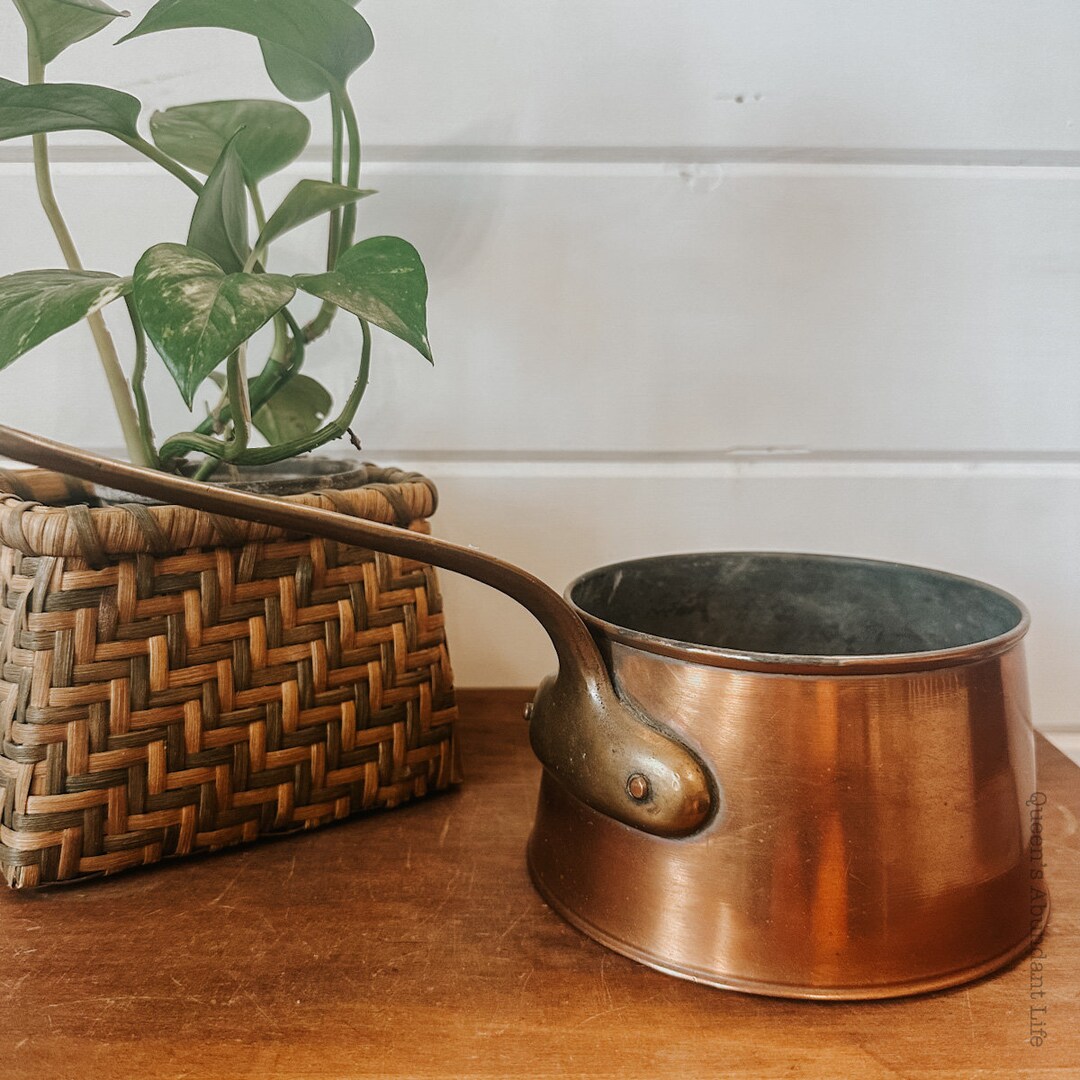 Vintage / Antique Copper Pot Brass Handle European Kitchen Etsy