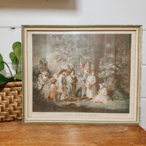 Antique Framed Print “Children Playing At Soldiers” Engraved by G. Keating | Gallery Wall, Wall Hanging