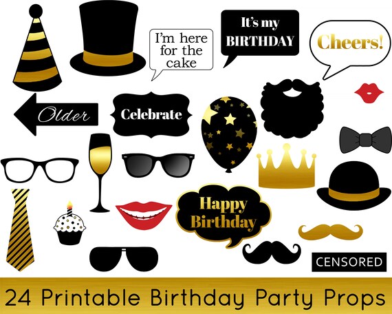 Printable Birthday Photo Booth Props Gold Birthday Photobooth Etsy Printable Birthday Photo Booth Props Gold Birthday Photobooth Etsy