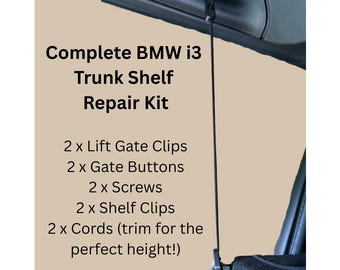 BMW i3 I01 13-22 Rear Hatch Trunk Parcel Shelf Clip & Cord Complete Repair Kit Fastener