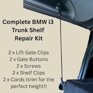 BMW i3 I01 13-22 Rear Hatch Trunk Parcel Shelf Clip & Cord Complete Repair Kit Fastener