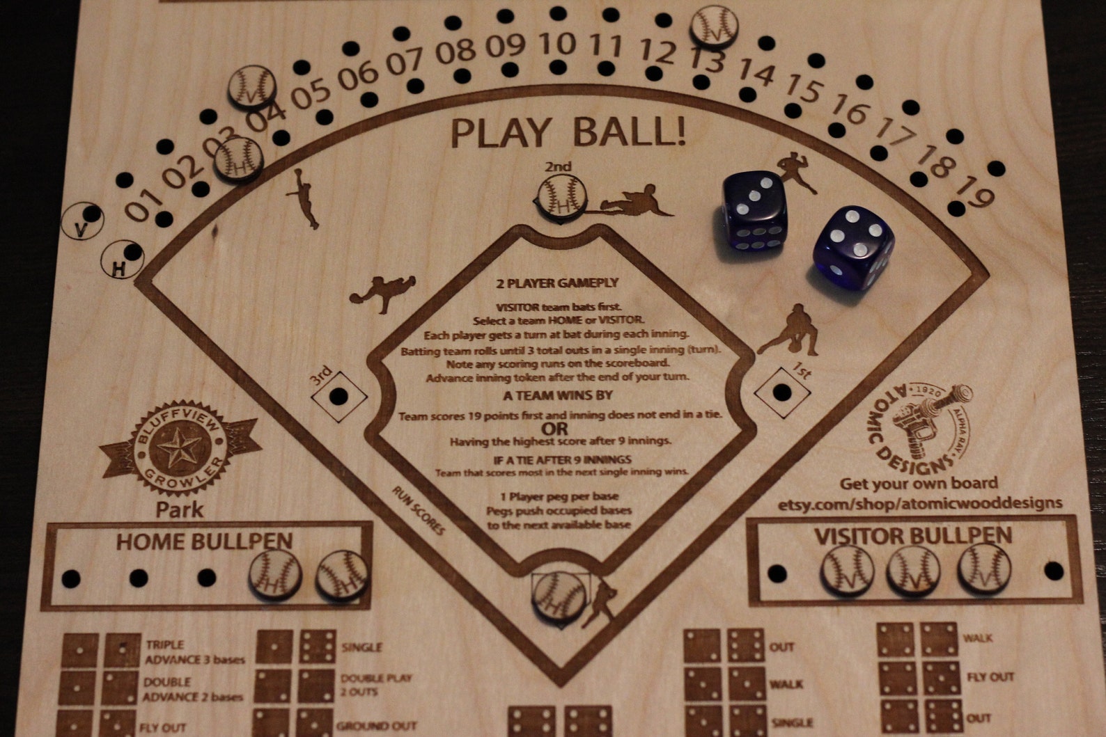 Baseball Board Game Complete Includes Board Pieces and Dice - Etsy