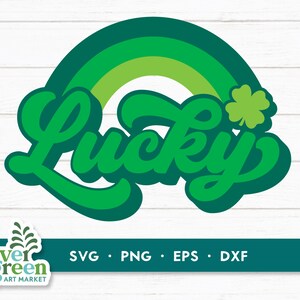 Lucky svg, Retro lucky svg, Lucky rainbow svg, St. Patrick’s Day svg, retro rainbow svg, groovy svg, png, clip art, svg cut files