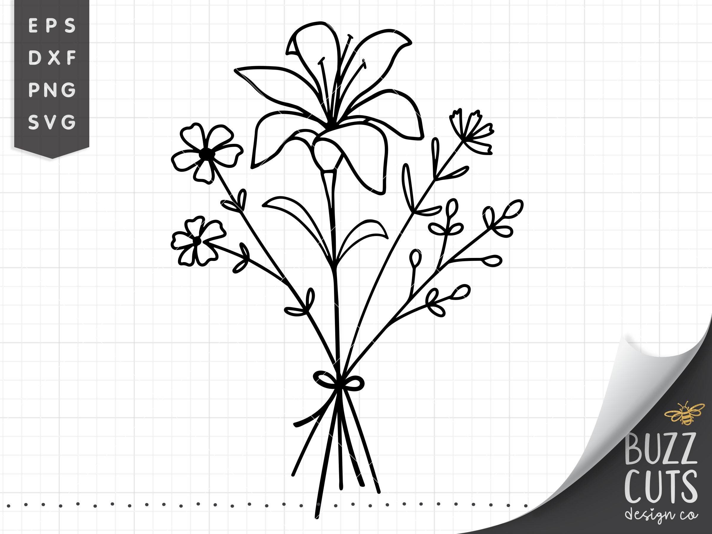 Wildflower bouquet svg simple flower svg wildflowers floral Etsy
