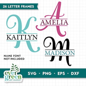 Split Monogramm svg, Name svg, Initial svg, Alphabet svg, Familienname, Monogramm Rahmen, Monogramm Schrift svg, 26 Buchstaben svg, Baby Name svg