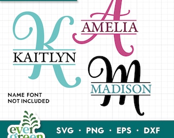 Split monogram svg, naam svg, eerste svg, alfabet svg, familienaam, monogram frame, monogram lettertype svg, 26 letters svg, baby naam svg