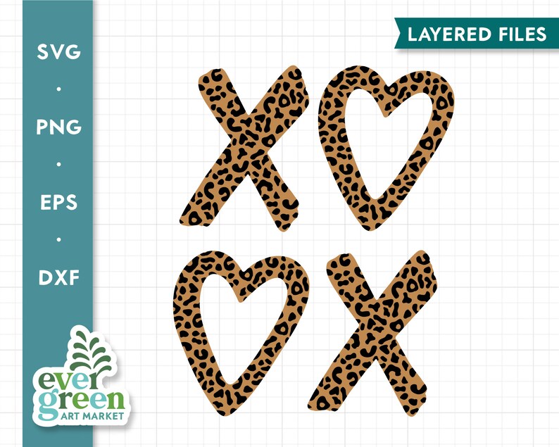 Leopard Xoxo Svg, Hugs and Kisses Svg, Cheetah Xoxo Svg, Leopard Heart ...