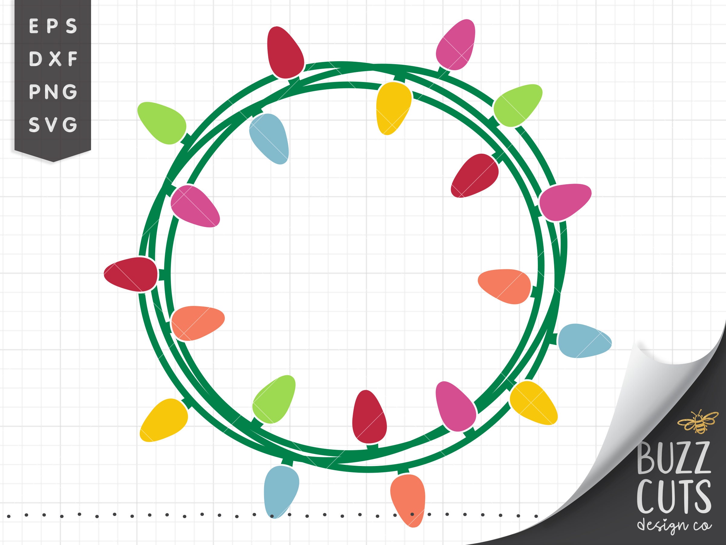 Christmas lights wreath SVG for Cricut string of Christmas Etsy