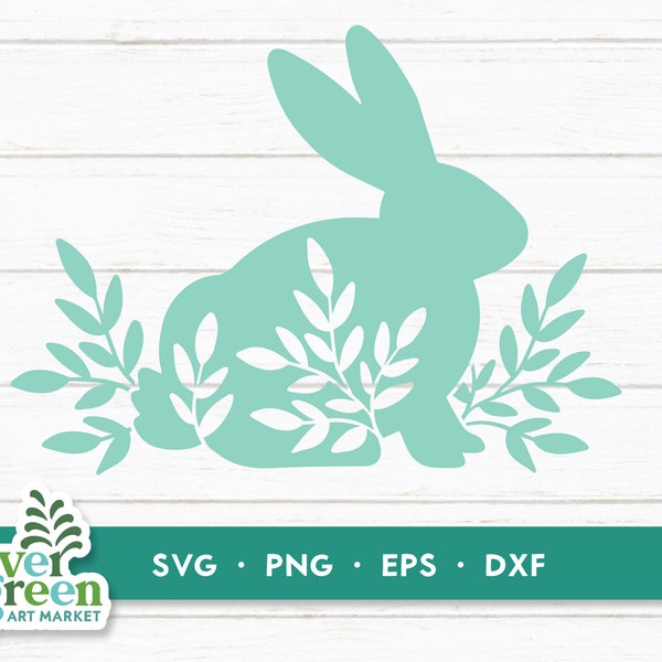 Floral bunny svg, floral bunny silhouette, Easter bunny svg, spring rabbit svg, spring bunny svg, floral bunny png, dxf
