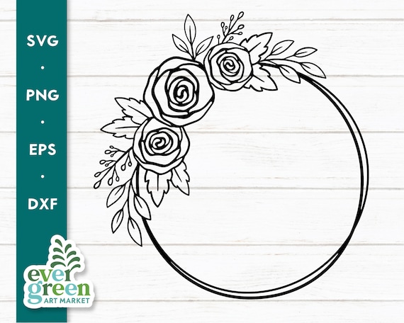 Floral Wreath svg, Rose, Flower svg, Cricut Cut Files