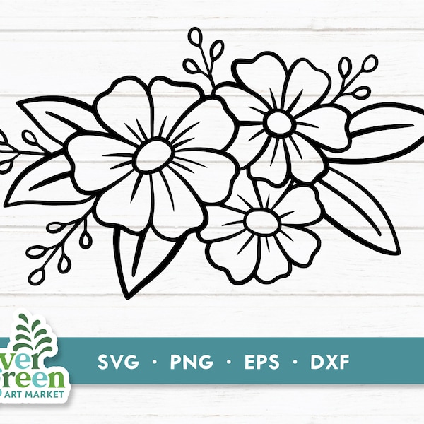 Flower corner svg, floral border svg, floral accent svg, flower frame svg, wedding svg, floral line art svg, Svg files for cut file